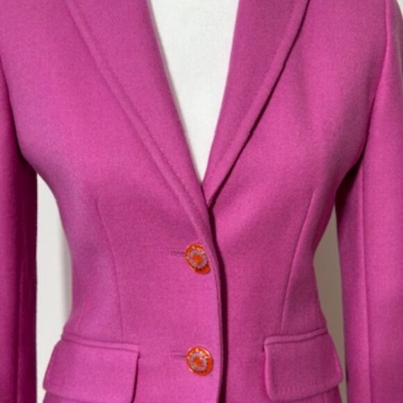 J crew pink wool fitted blazer with gold buttons size 2 - Picture 7 of 15